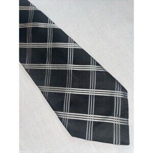 Bugatti Men’s Dress Tie Size 60” Black Striped 100% Silk Business Formal
